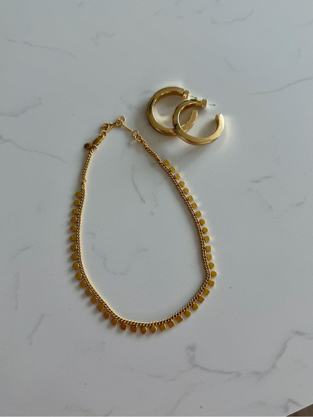 Madewell Gold Chain Necklace with Geometric Accents -  
Madewell Gold earrings